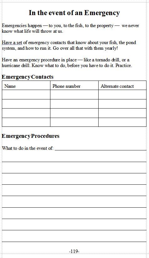In the event of an emergency, have all pertinent information documented
