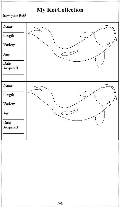 Draw your Koi and keep track of colour pattern changes as they grow